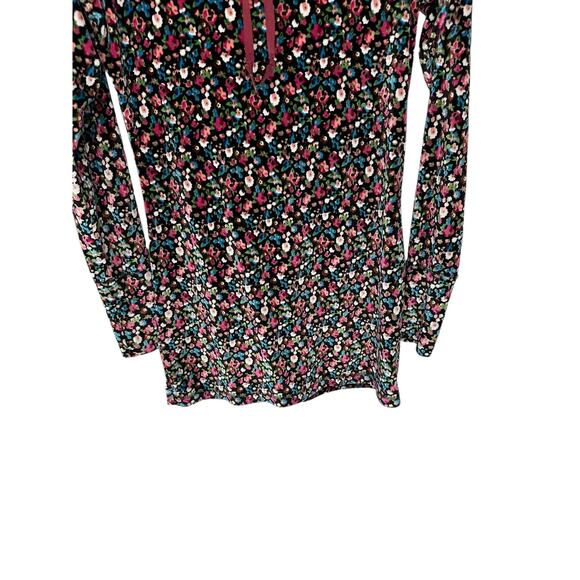 Betabrand Black Dark Floral Velvet Tunic Pullover Sweatshirt Hoodie Size Small - Picture 4 of 11